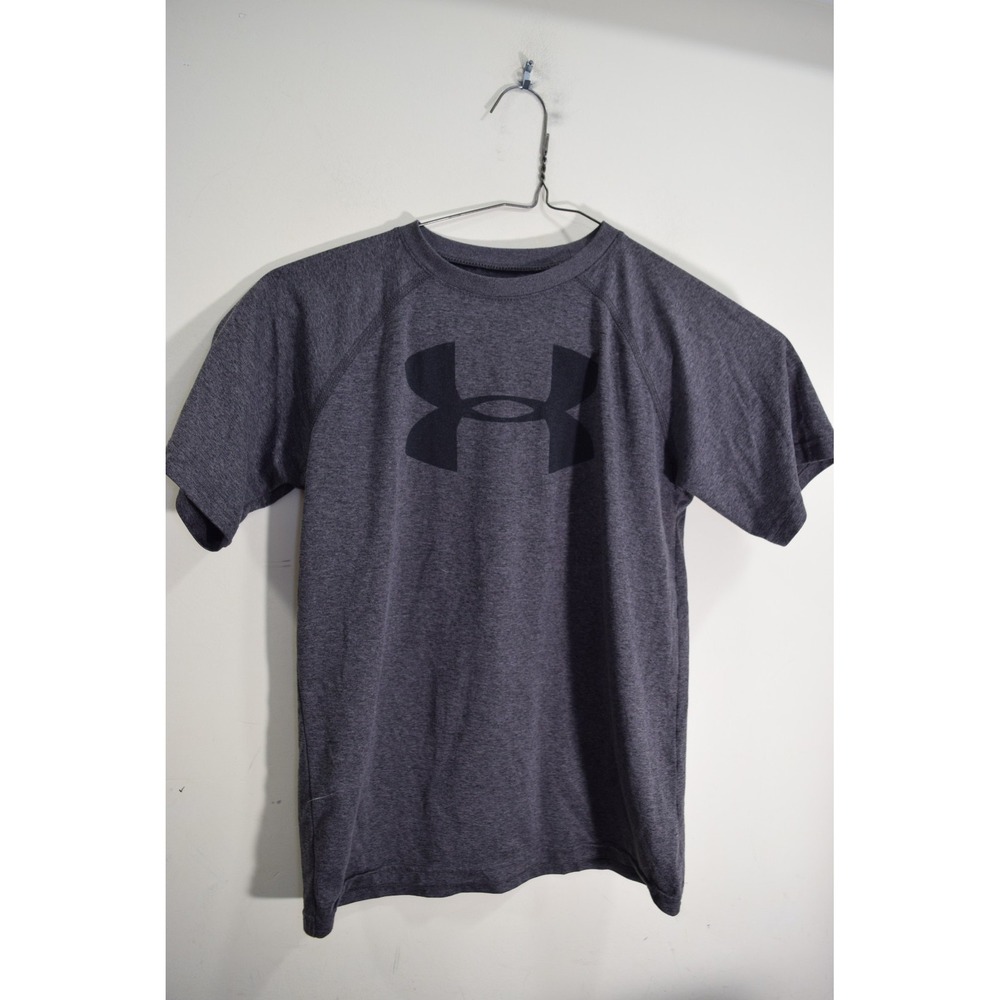2017 Under Armour Loose Fit HeatHear LARGE LOGO T Shirt BOYS M Gray